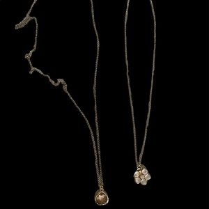 2 For 1: Necklace with flower pendant & teardrop pendant.